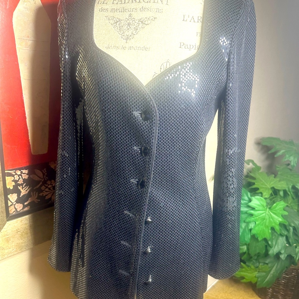 St. John Evening by Marie Gray, black sequin blazer, size 10.